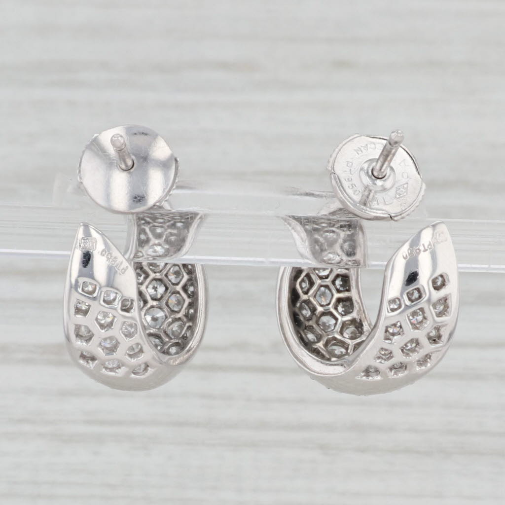 Light Gray New 2ctw VS Inside Out Diamond Hoop Earrings 950 Platinum Pierced Screw Backs