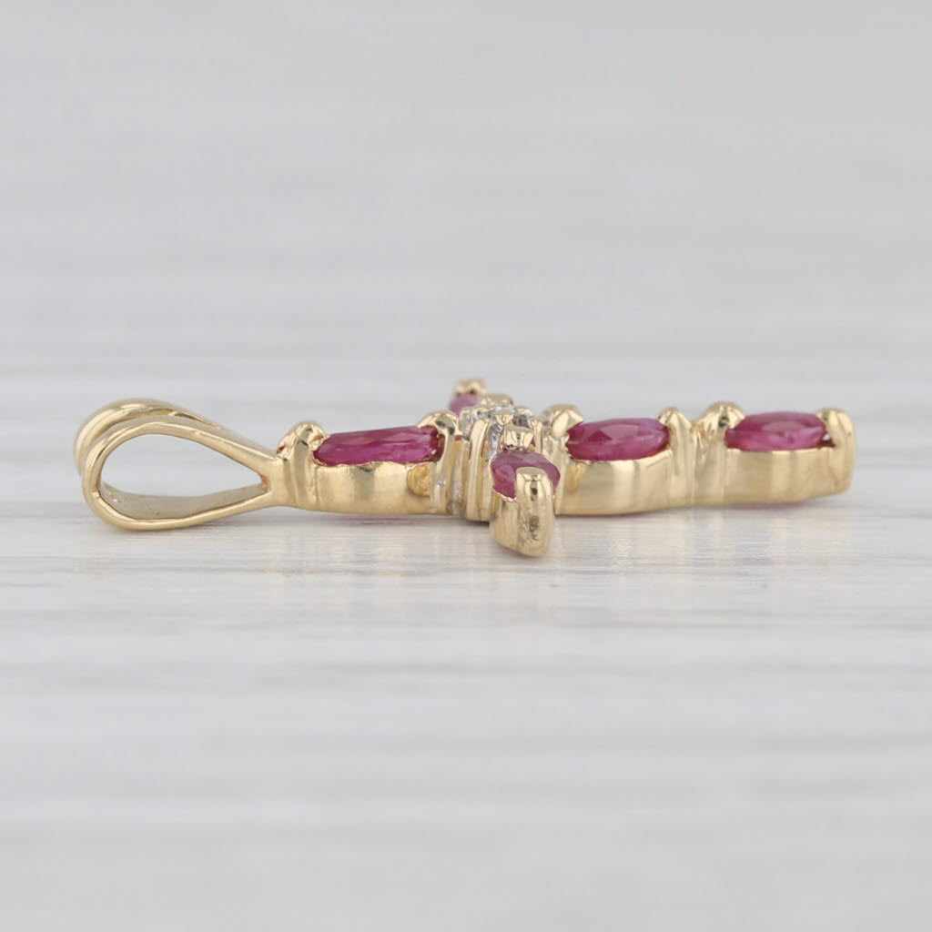 Light Gray 0.25ctw Ruby Cross Pendant 18k Yellow Gold Diamond Accent