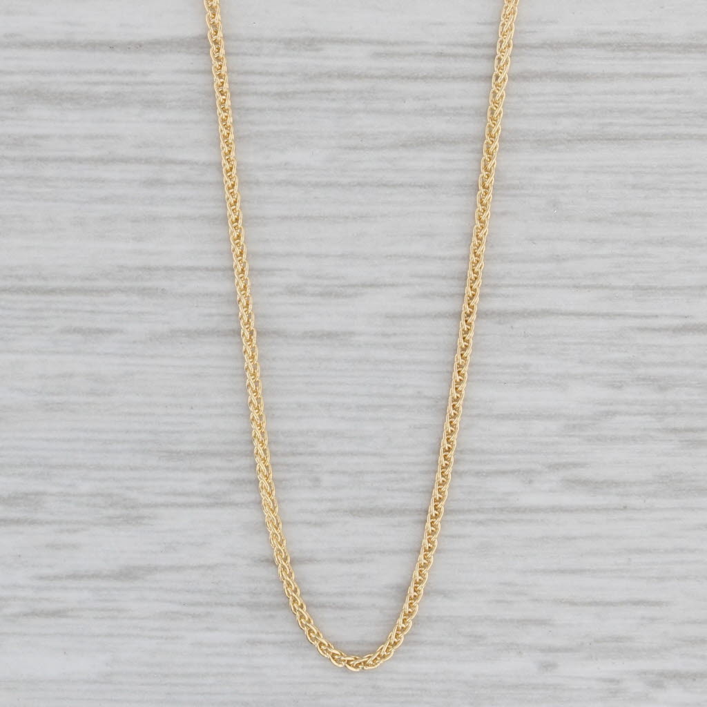 Gray New Round Wheat Chain 14k Yellow Gold 18" 1mm Lobster Clasp