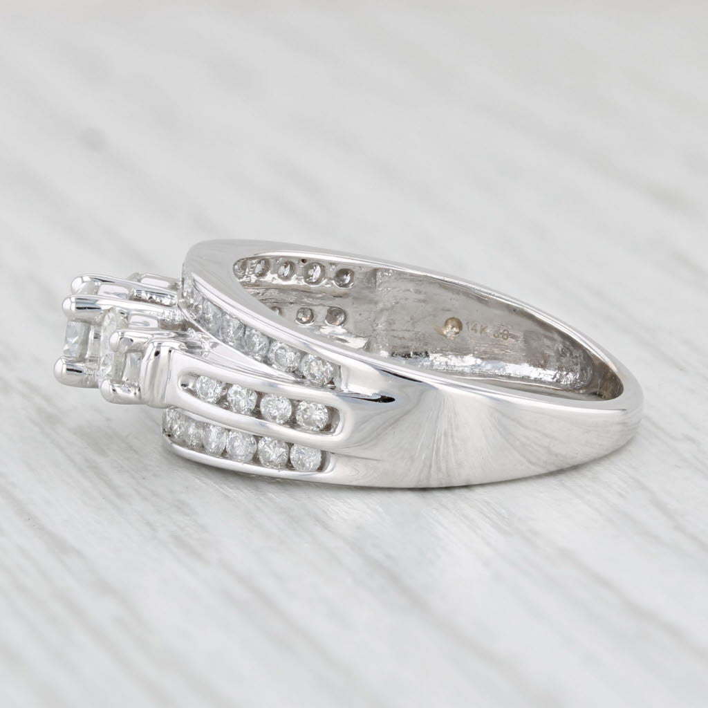 Light Gray 1.13ctw Round Diamond 3-Stone Ring 14k White Gold Size 7.25 Engagement Bridal