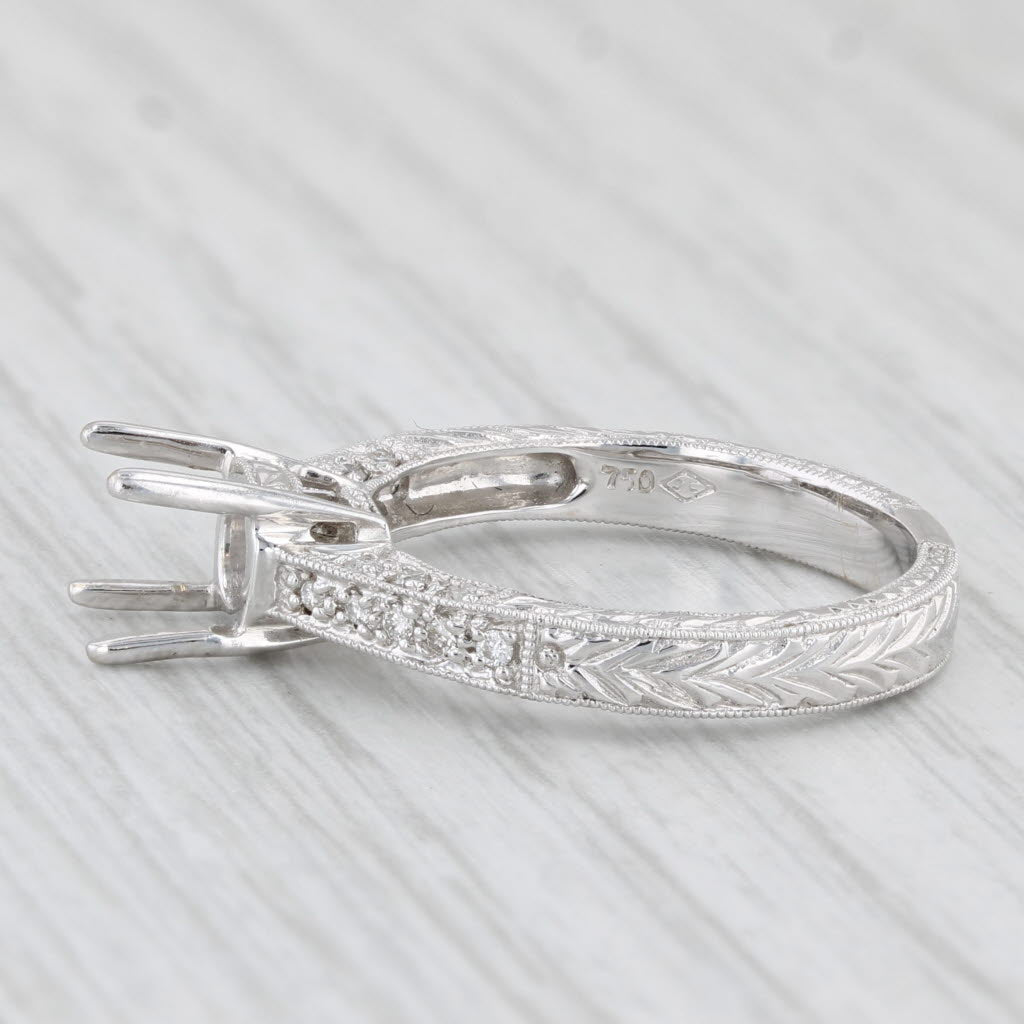 Light Gray New Beverley K Semi Mount Engagement Ring 18k White Gold Diamonds Size 6.5