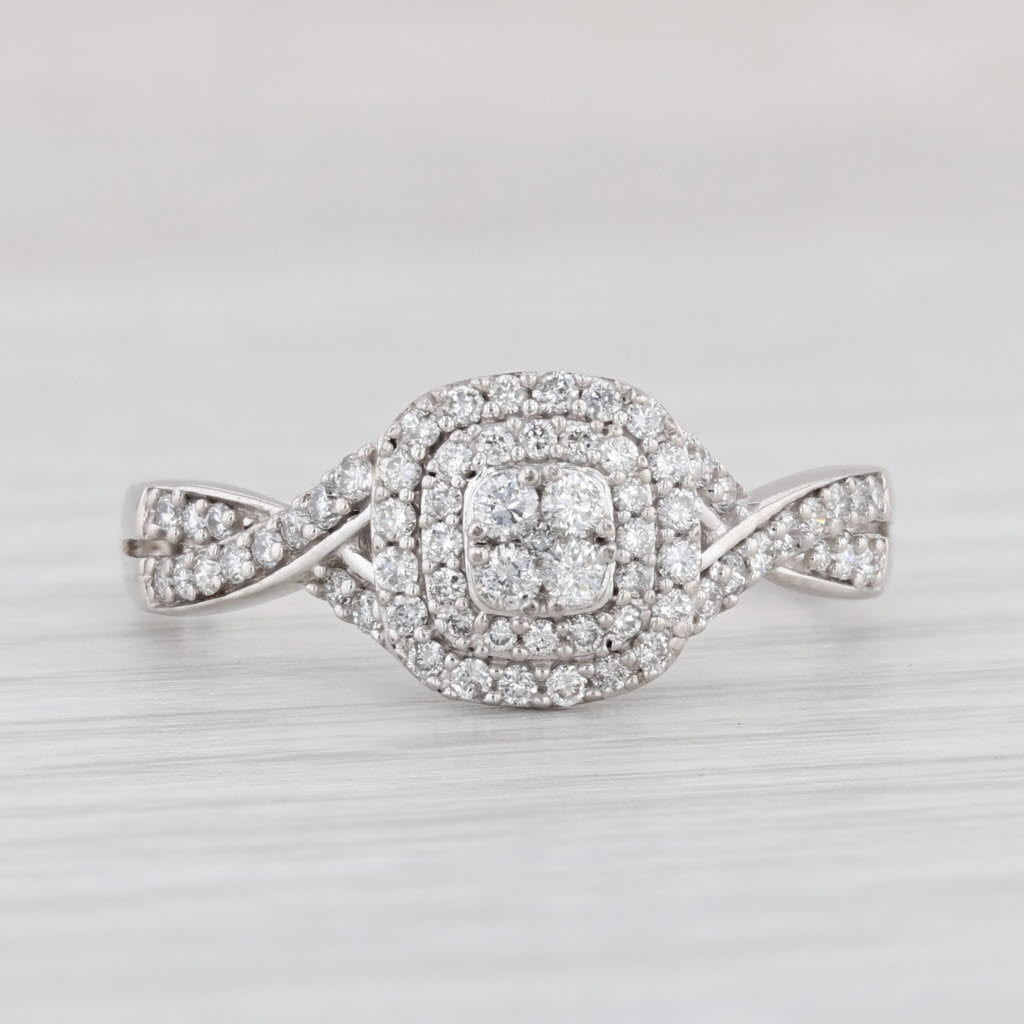 Light Gray 0.40ctw Diamond Princess Engagement Ring 10k White Gold Size 9.25