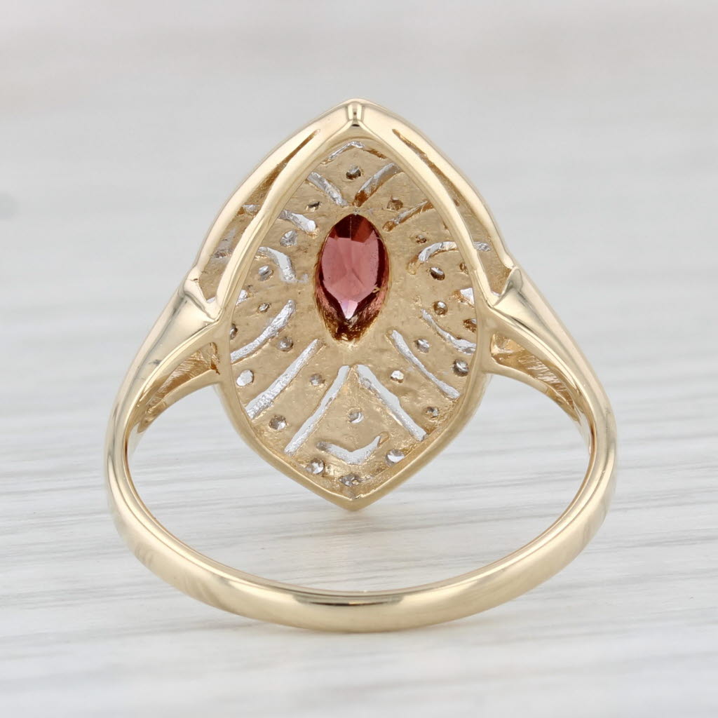 Light Gray 0.39ctw Marquise Garnet Diamond Ring 14k Yellow Gold Size 6.5