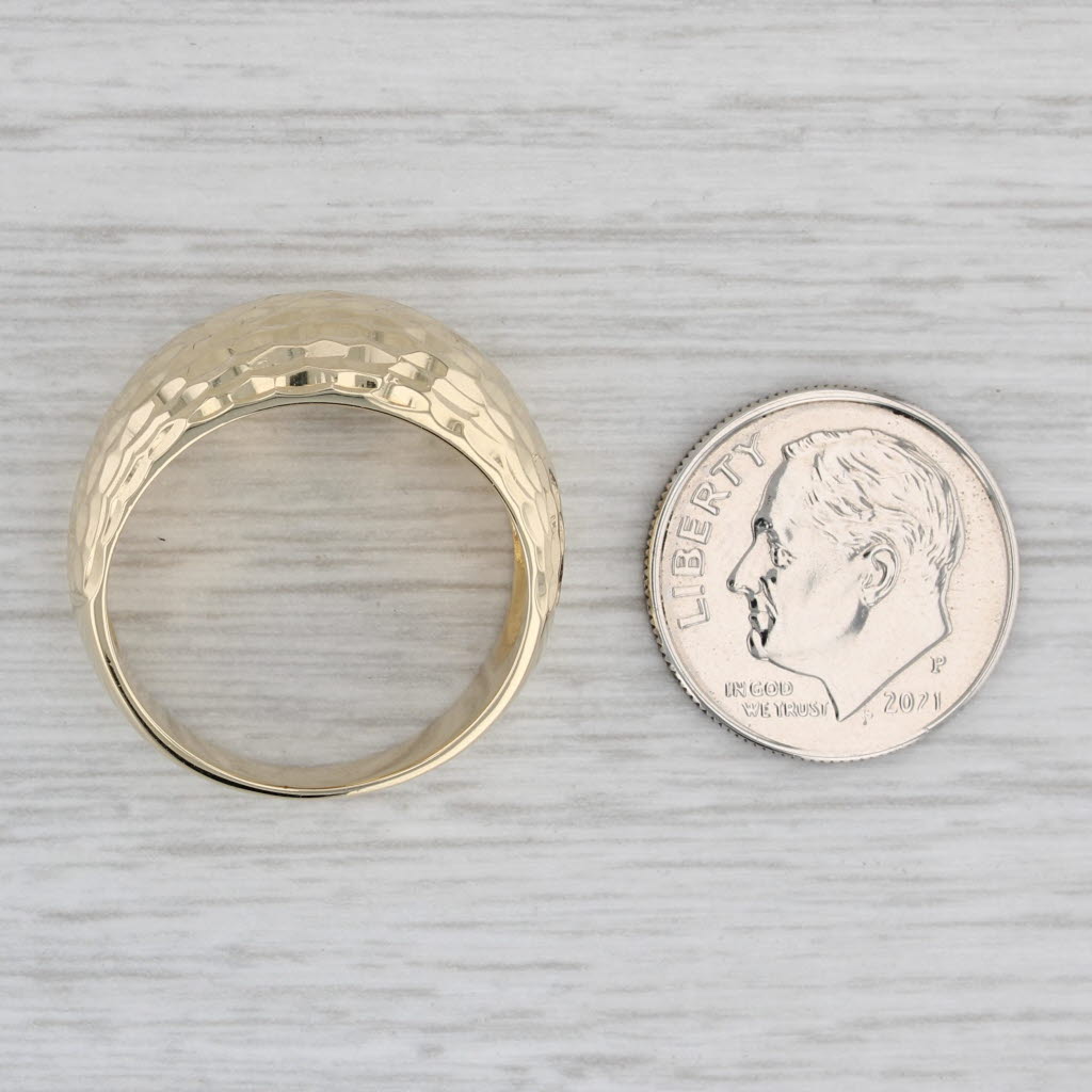 Gray Domed Hammered Ring 14k Yellow Gold Size 9.25