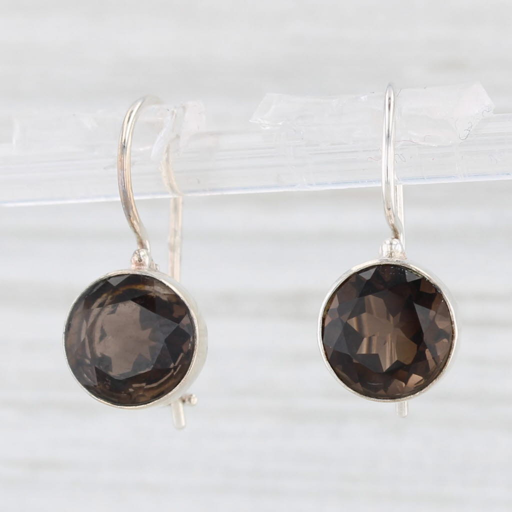 Light Gray 3.50ctw Smoky Quartz Drop Earrings Sterling Silver Hook Posts