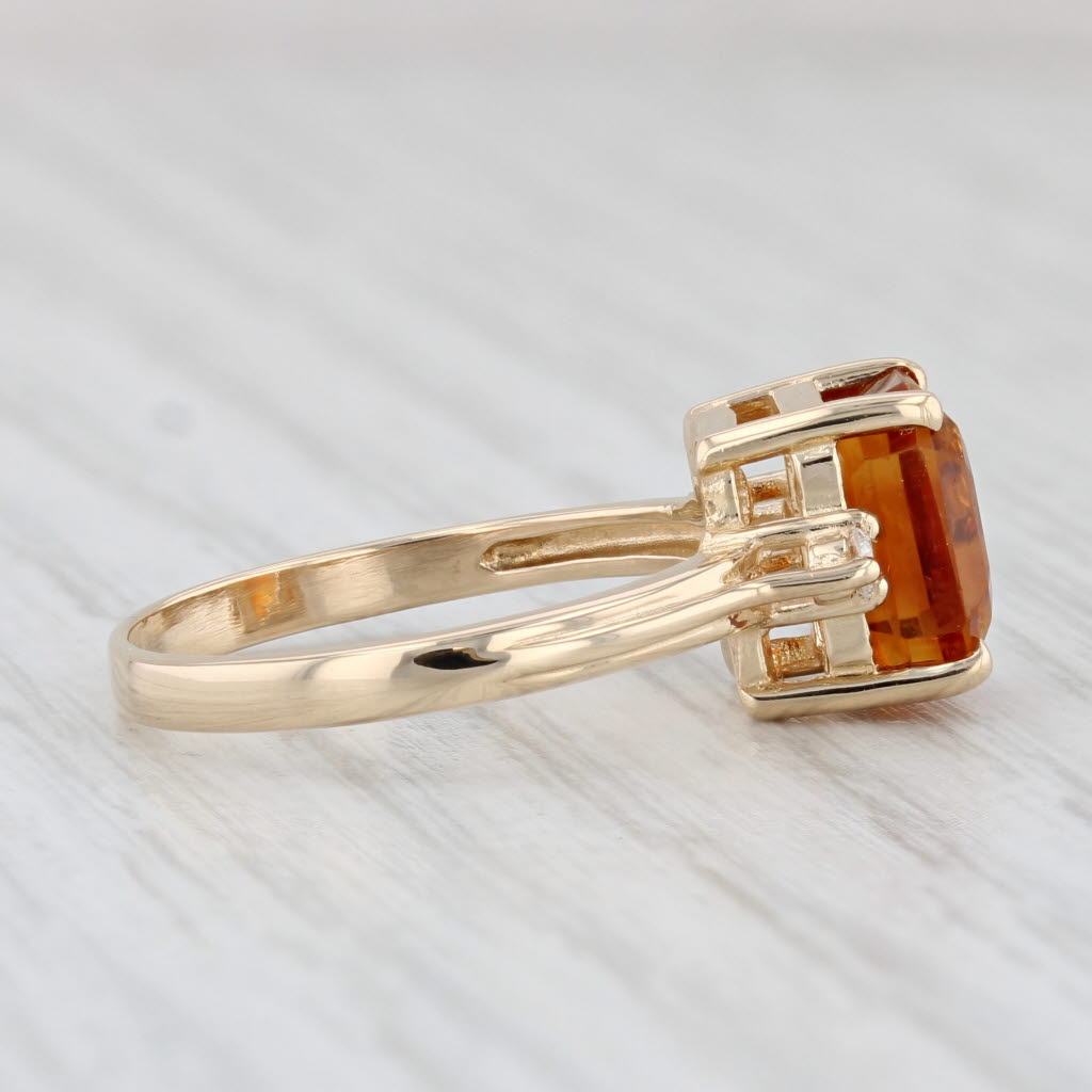 Light Gray 1.75ctw Orange Citrine Diamond Ring 14k Yellow Gold Size 6.5