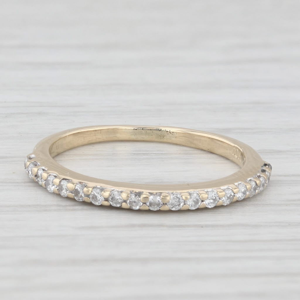 Light Gray 0.20ctw Diamond Wedding Band 10k Yellow Gold Stackable Ring Size 4.5