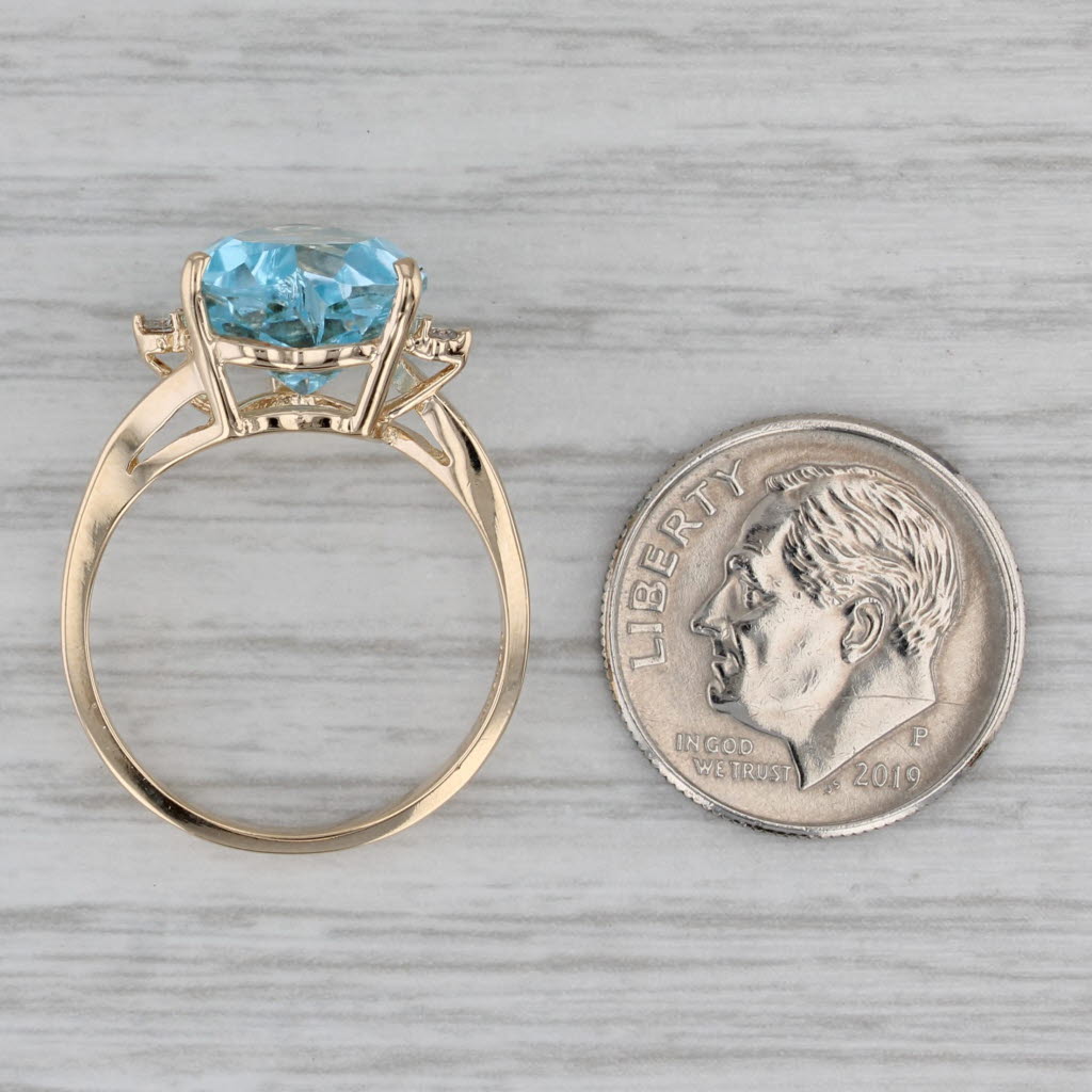 Gray 5.03ctw Blue Topaz Heart Ring 10k Yellow Gold Size 7 Diamond Accents