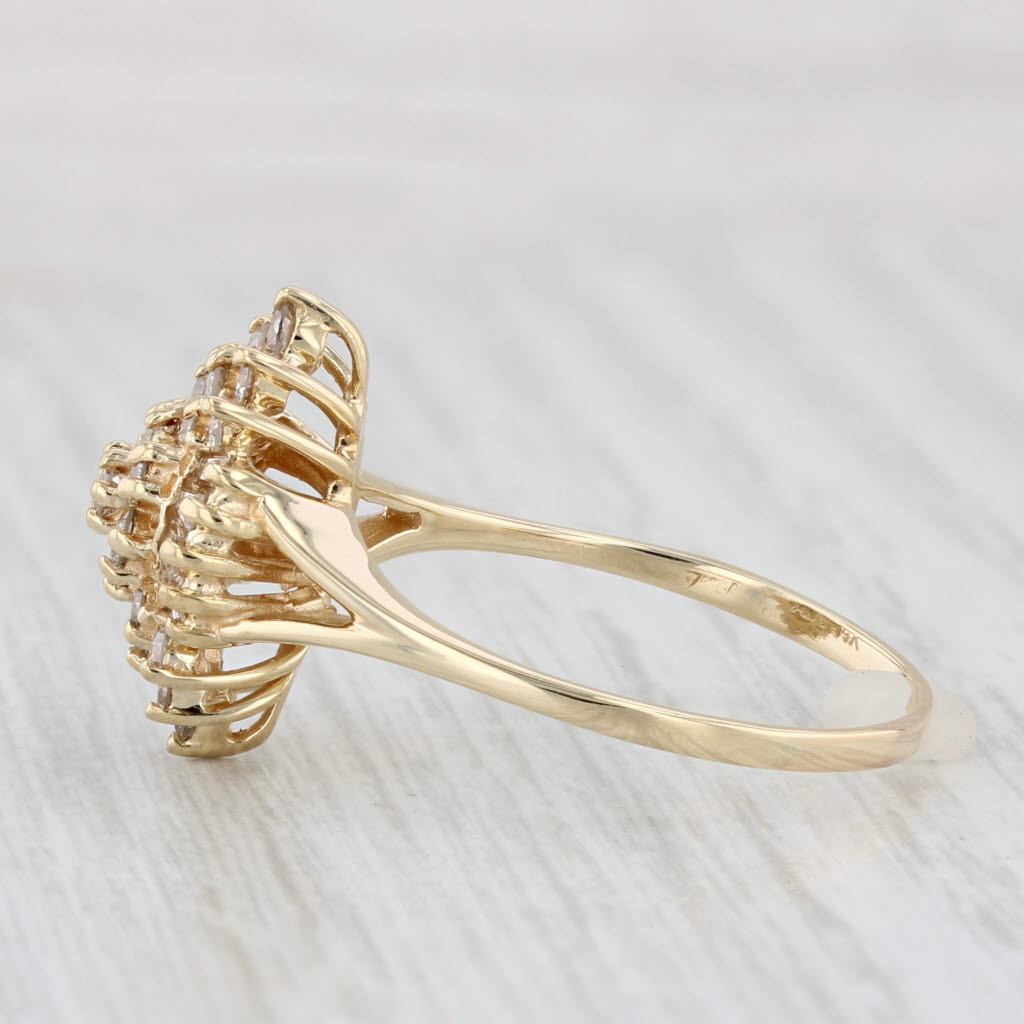 Light Gray 0.79ctw Diamond Cluster Ring 14k Yellow Gold Size 9.25 Engagement