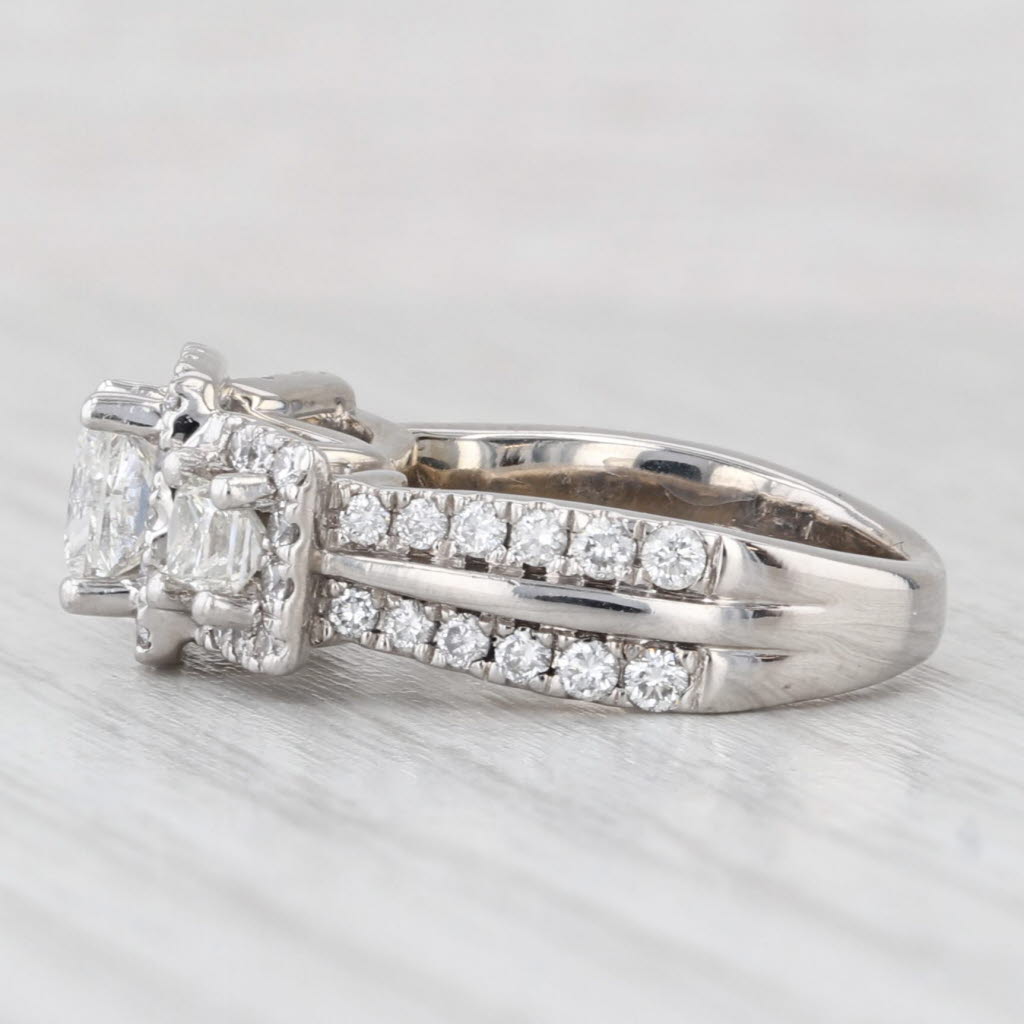 Light Gray Vera Wang 2.30ctw Diamond Engagement Ring 14k White Gold Size 4 3-Stone Halo