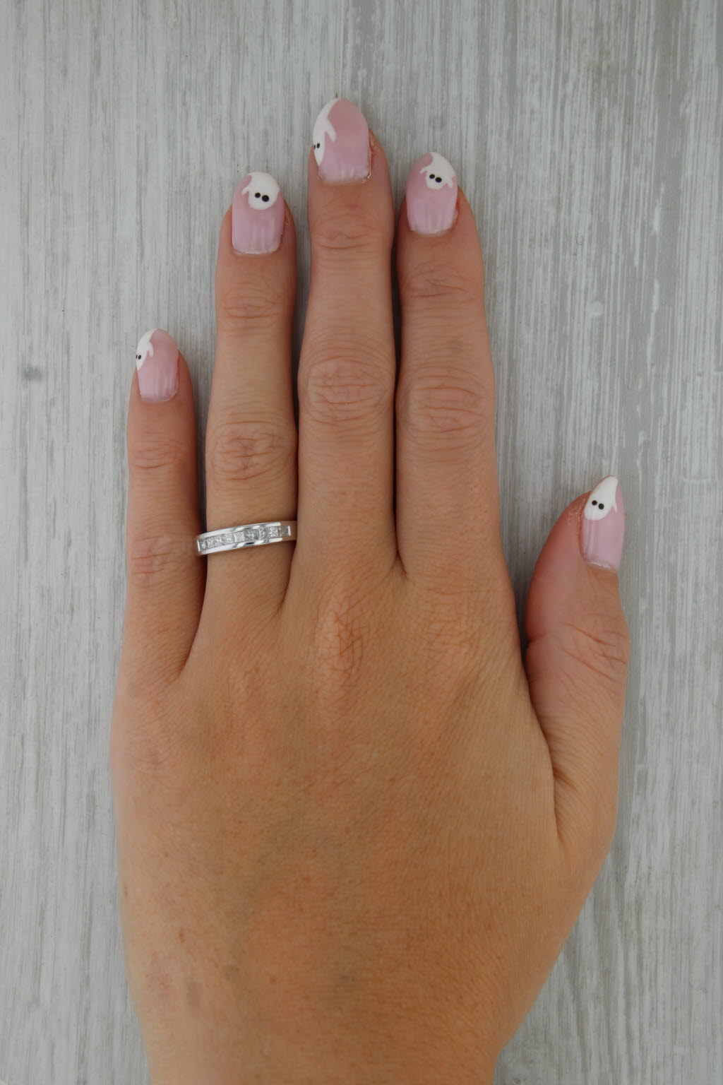 0.54ctw Princess Channel Set Diamond Wedding Band 14k White Gold Ring Stackable