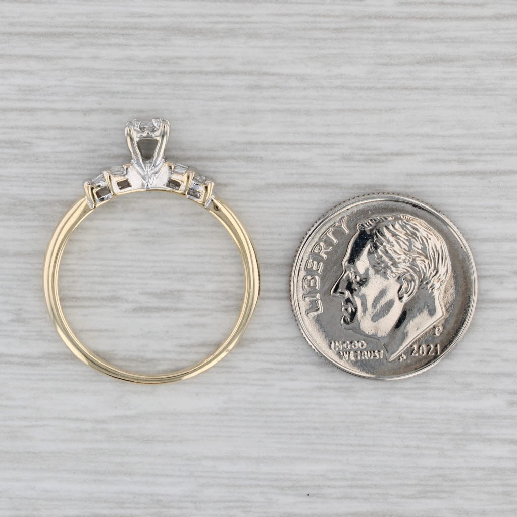 Gray 0.18ctw Princess Diamond Engagement Ring 10k White Yellow Gold Size 7.25