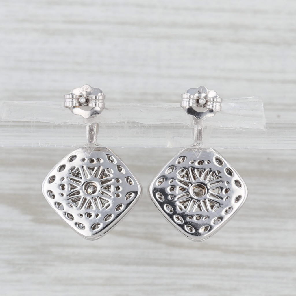 0.50ctw Diamond Filigree Drop Earrings 14k White Gold