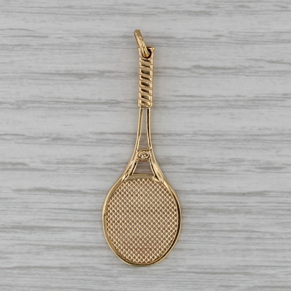 Tennis Racket Racquet Pendant 9k Yellow Gold Charm