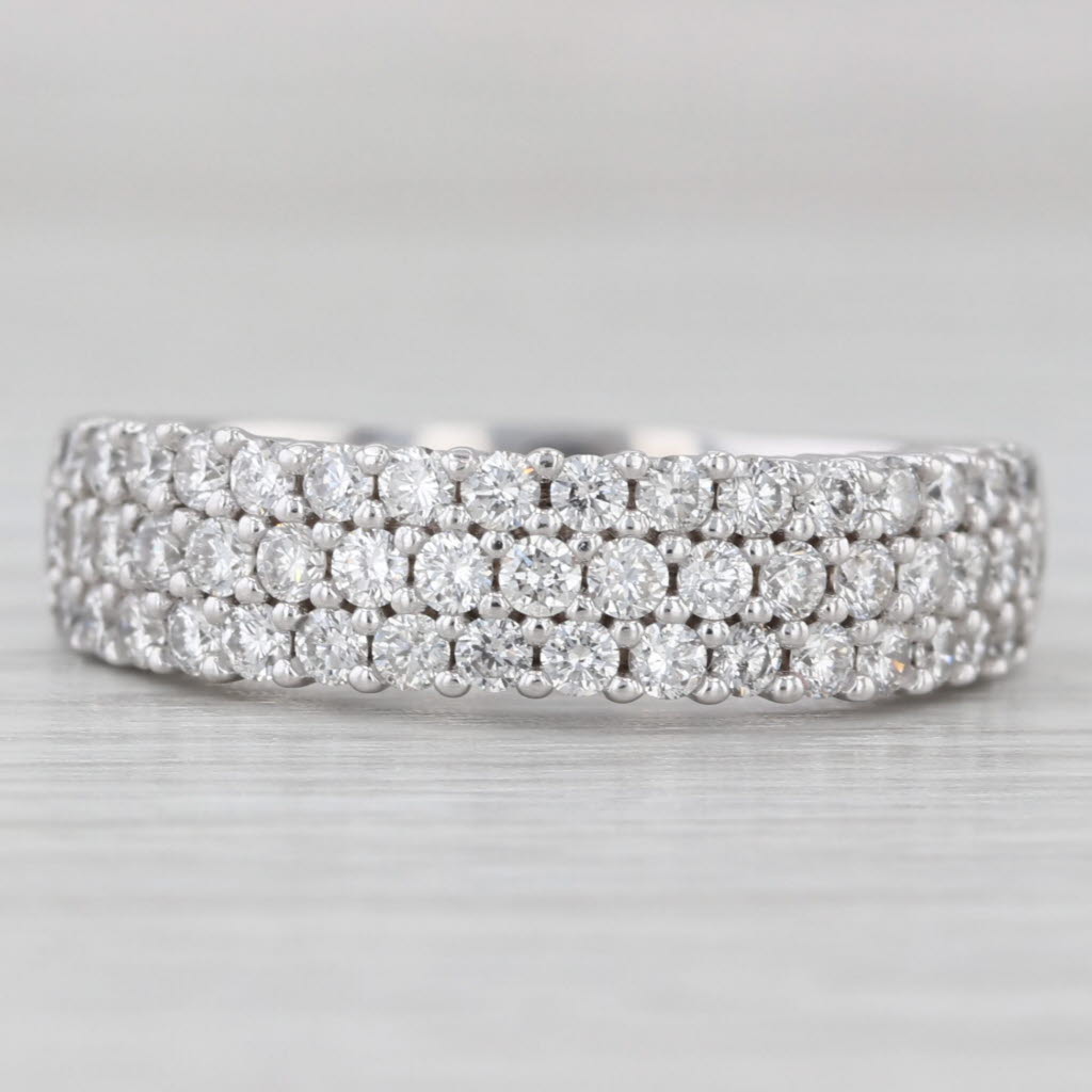 Light Gray 1.25ctw Pave Diamond Ring 14k White Gold Size 8.5 Wedding Anniversary Band