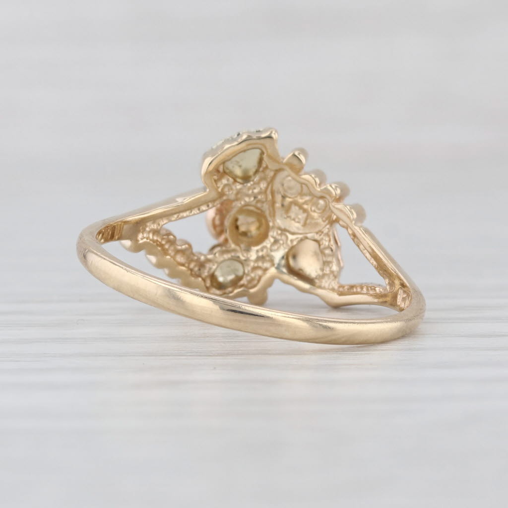 Gold Diggers Black Hills Gold Floral Ring 12k 10k Yellow Rose Green Gold Size 10