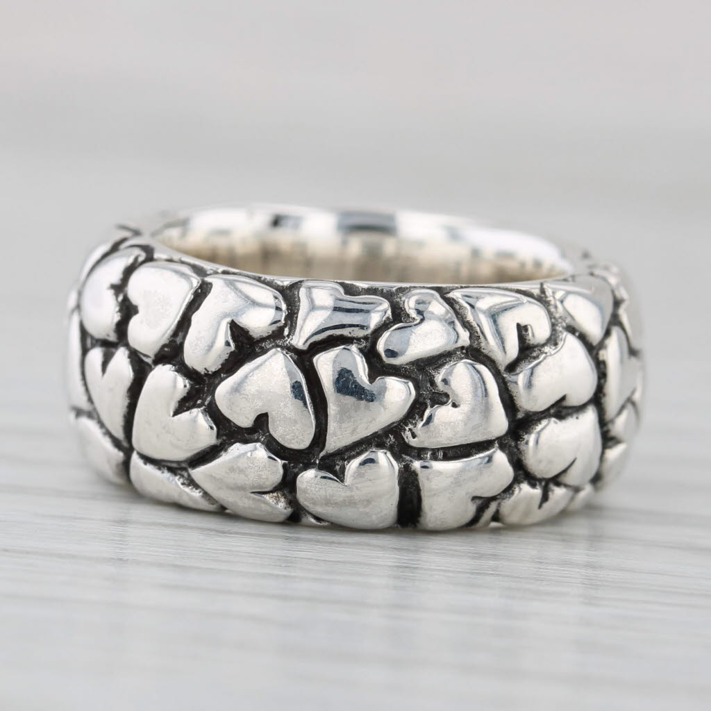 Light Gray Pandora Lotsa Love Sterling Silver Ring Size 5.25 Band Statement Retired