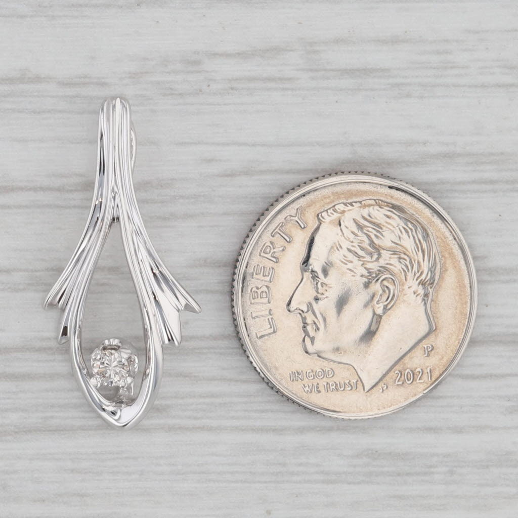 Gray Diamond Solitaire Drop Pendant 14k White Gold