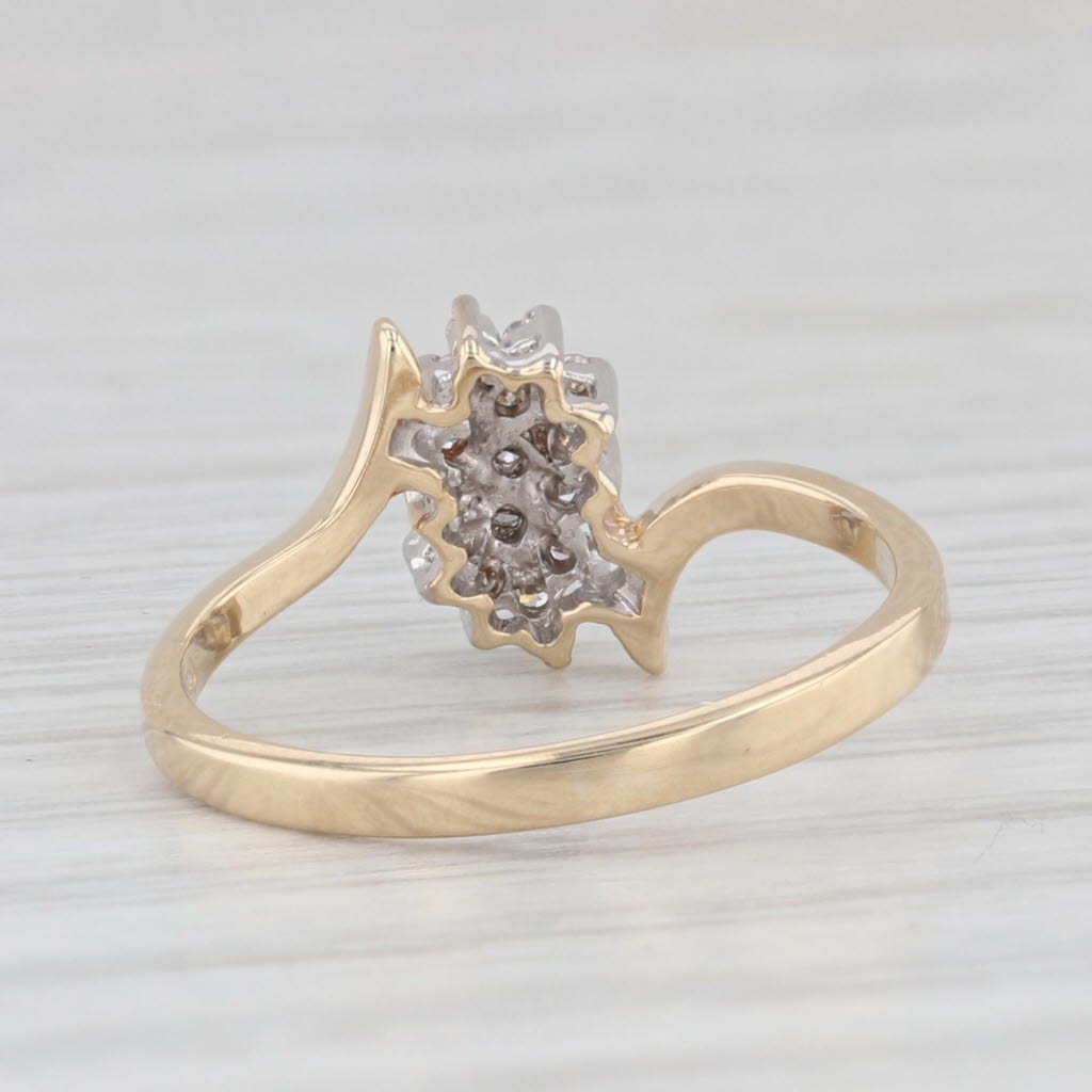 Light Gray Diamond Cluster Bypass Ring 10k Yellow Gold Size 4.5