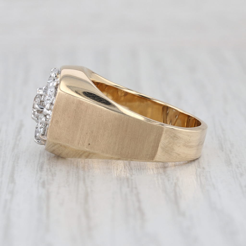 1.26ctw Diamond Cluster Ring 10k Yellow Gold Size 10.5 IB Goodman Vintage
