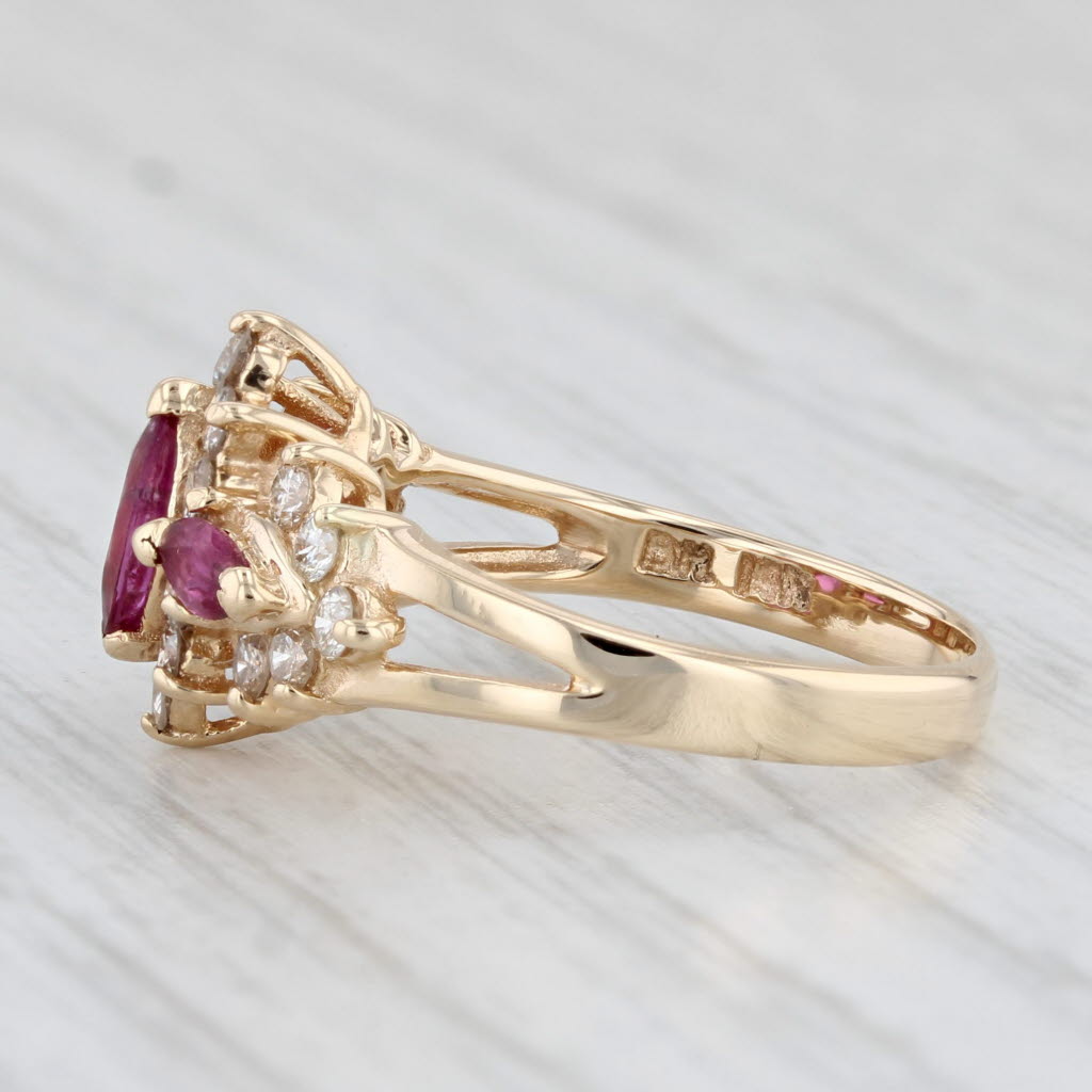 Light Gray 1.12ctw Marquise Ruby Diamond Halo Ring 14k Yellow Gold Size 5.25
