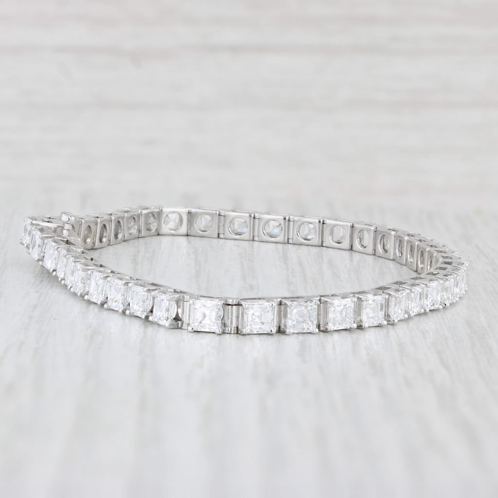 Light Gray 10ctw VS2 Square Diamond Tennis Bracelet 14k White Gold 7.5" 3.9mm