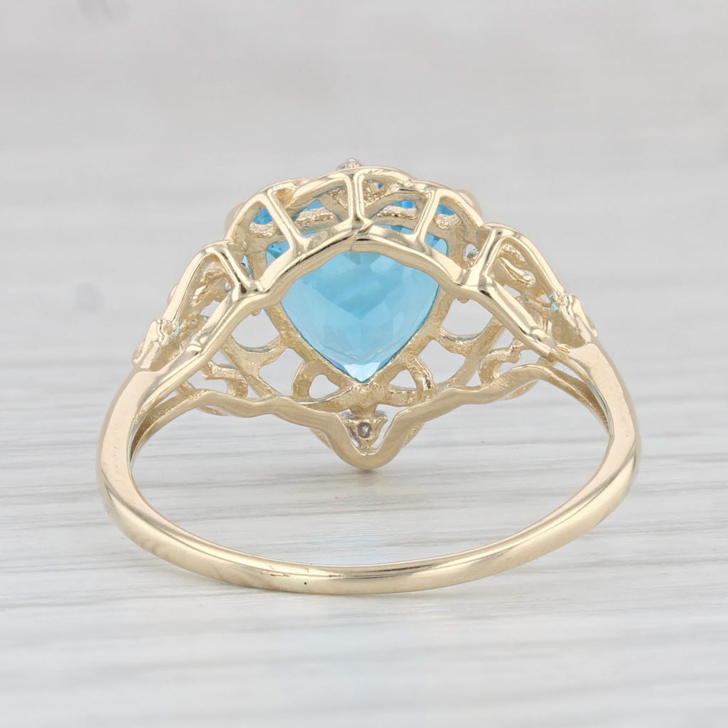 Light Gray 2.81ctw Blue Topaz Diamond Ring 10k Yellow Gold Size 8.75