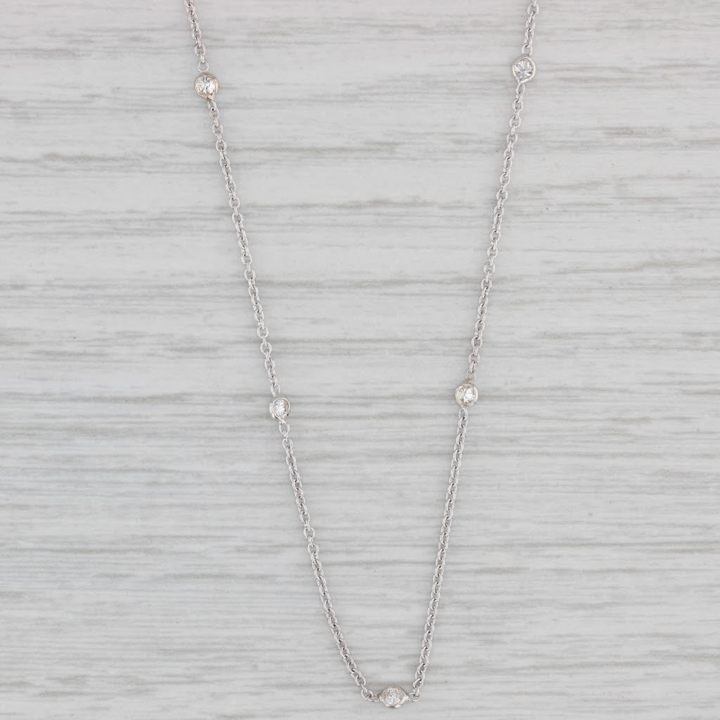 Light Gray New 0.28ctw Diamond By The Yard Station Necklace 14k White Gold Adjustable Chain