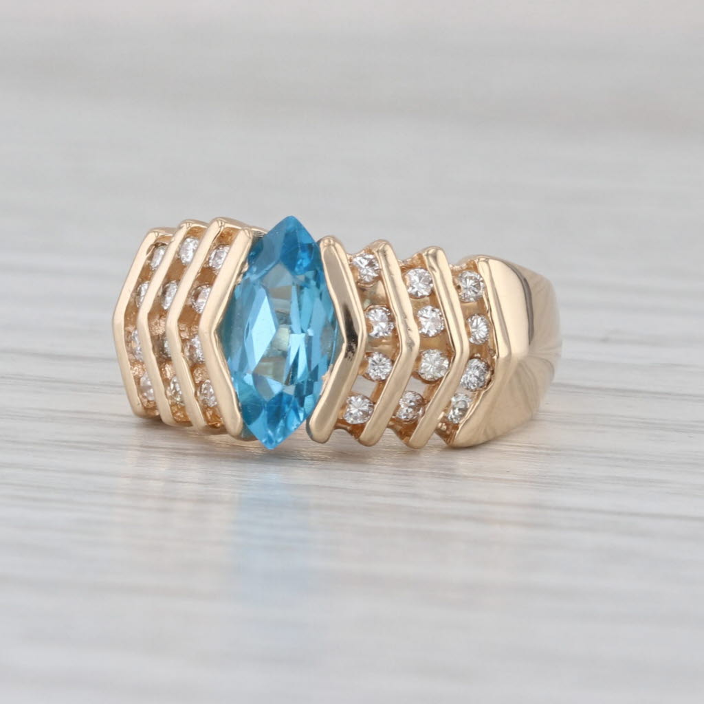 Heritage 1.43ctw Blue Topaz Diamond Ring 14k Yellow Gold Size 4.5