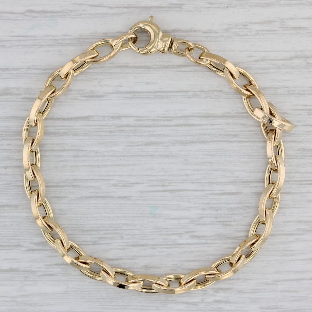 Gray Roberto Coin Almond Link Bracelet 18k Yellow Gold 7" Marquise Cable Chain