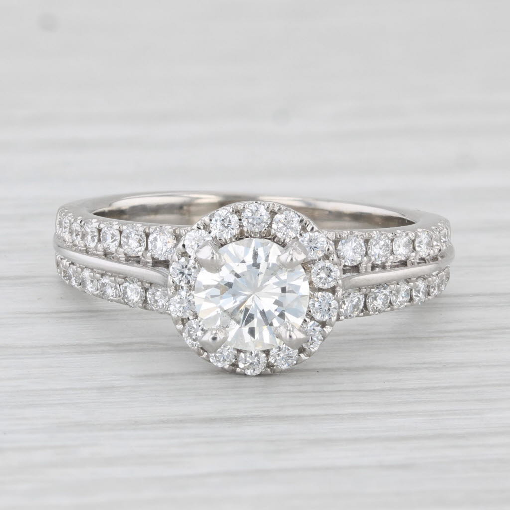 Light Gray Vera Wang Round Diamond Halo Engagement Ring 14k White Gold Size 7