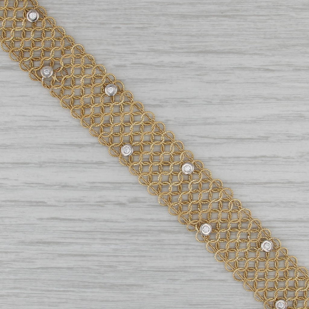 Moda Italia 0.30ctw Diamond Mesh Chain Bracelet 18k Yellow Gold 7.25"