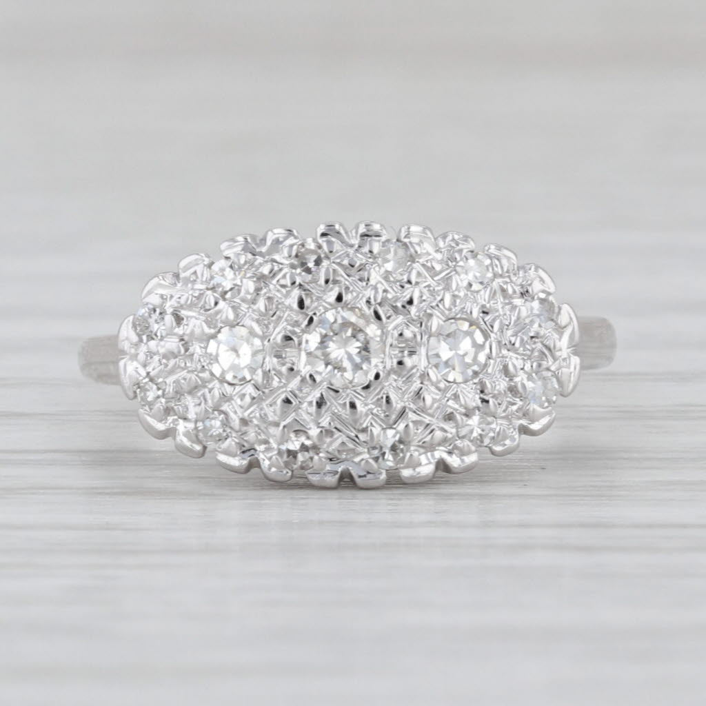 Vintage 0.23ctw Diamond Princess Ring 14k White Gold Size 4.25