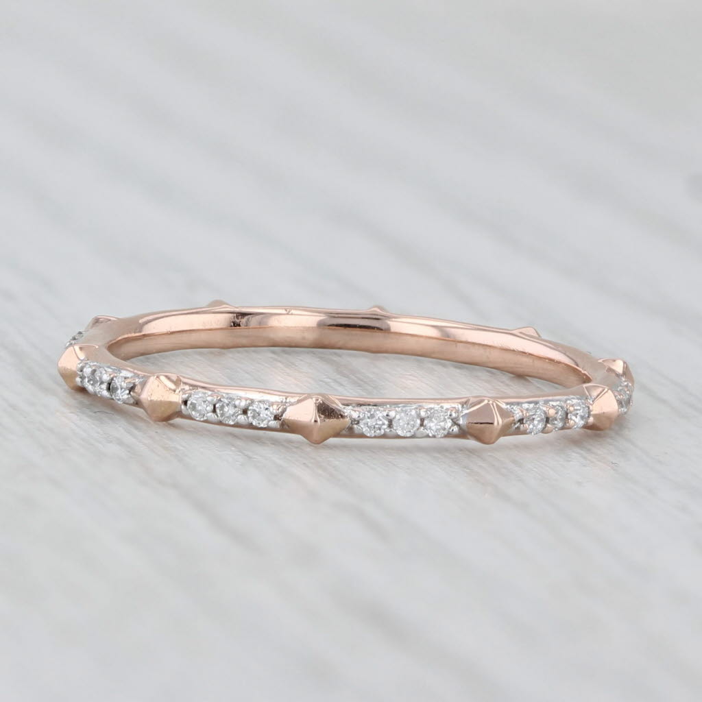 Light Gray 0.15ctw Diamond Wedding Ring 14k Rose Gold Stackable Eternity Band Size 7.25