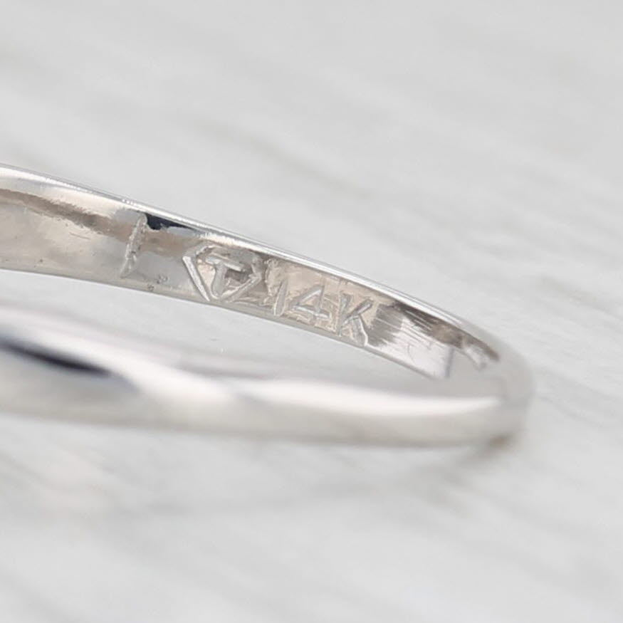 Light Gray Vintage 0.38ctw Diamond Princess Ring 14k White Gold Size 3.75 Halo 3-Stone