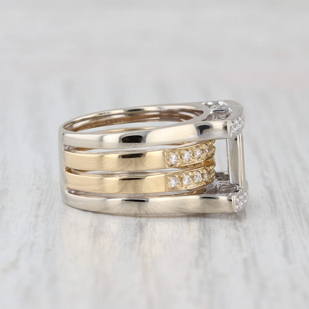 0.70ctw Diamond Multiband 2-Toned Ring 18k White Yellow Gold Size 7.25