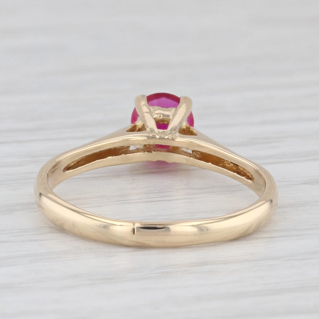 Light Gray 0.75ct Lab Created Ruby Ring 18k Yellow Gold Size 7.5