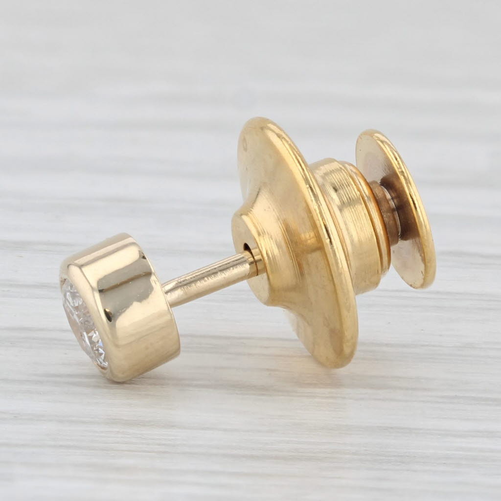Light Gray 0.25ct Diamond Solitaire Tie Tac Pin 14k Yellow Gold