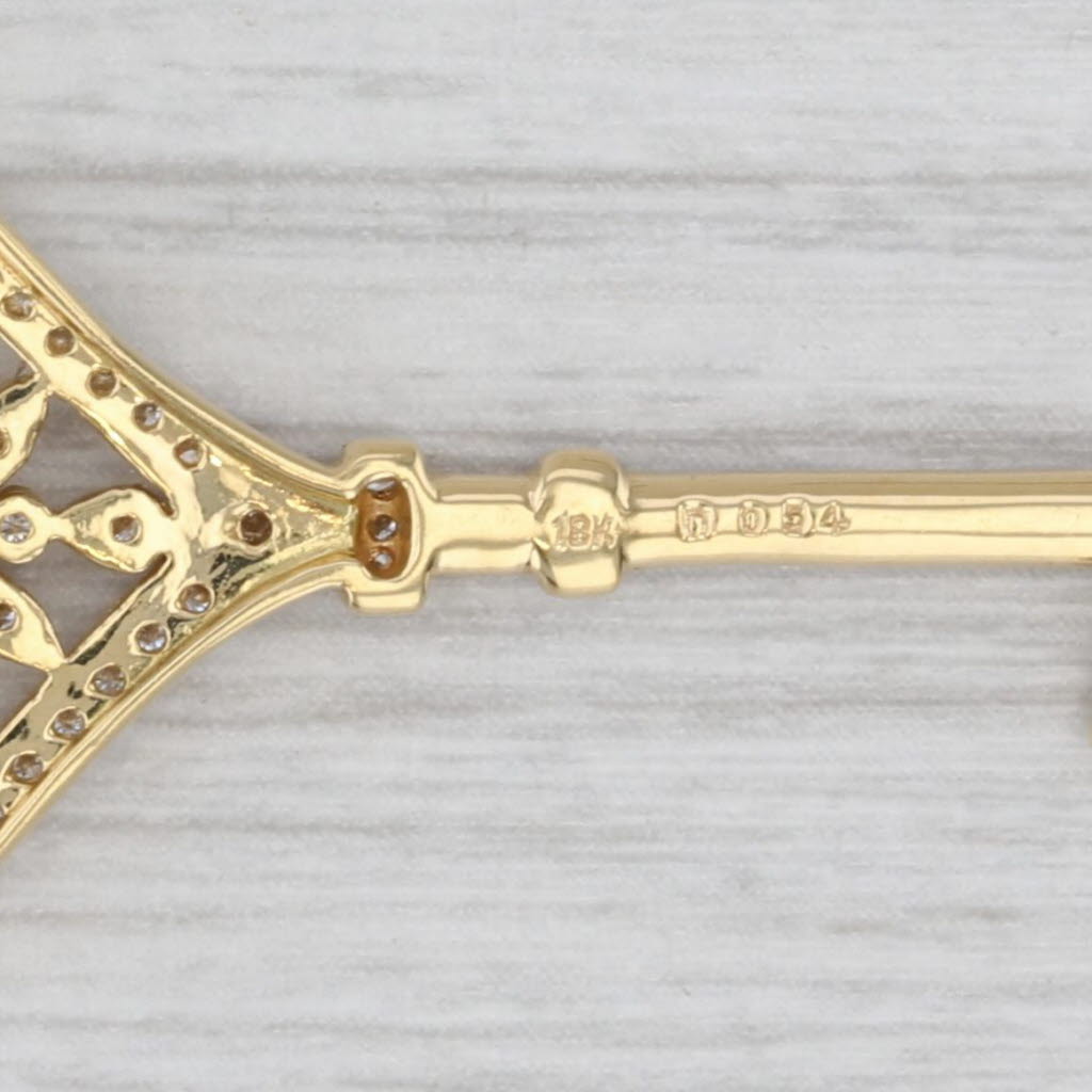 Light Gray New 0.52ctw Diamond Skeleton Key Pendant 18k Yellow Gold Statement