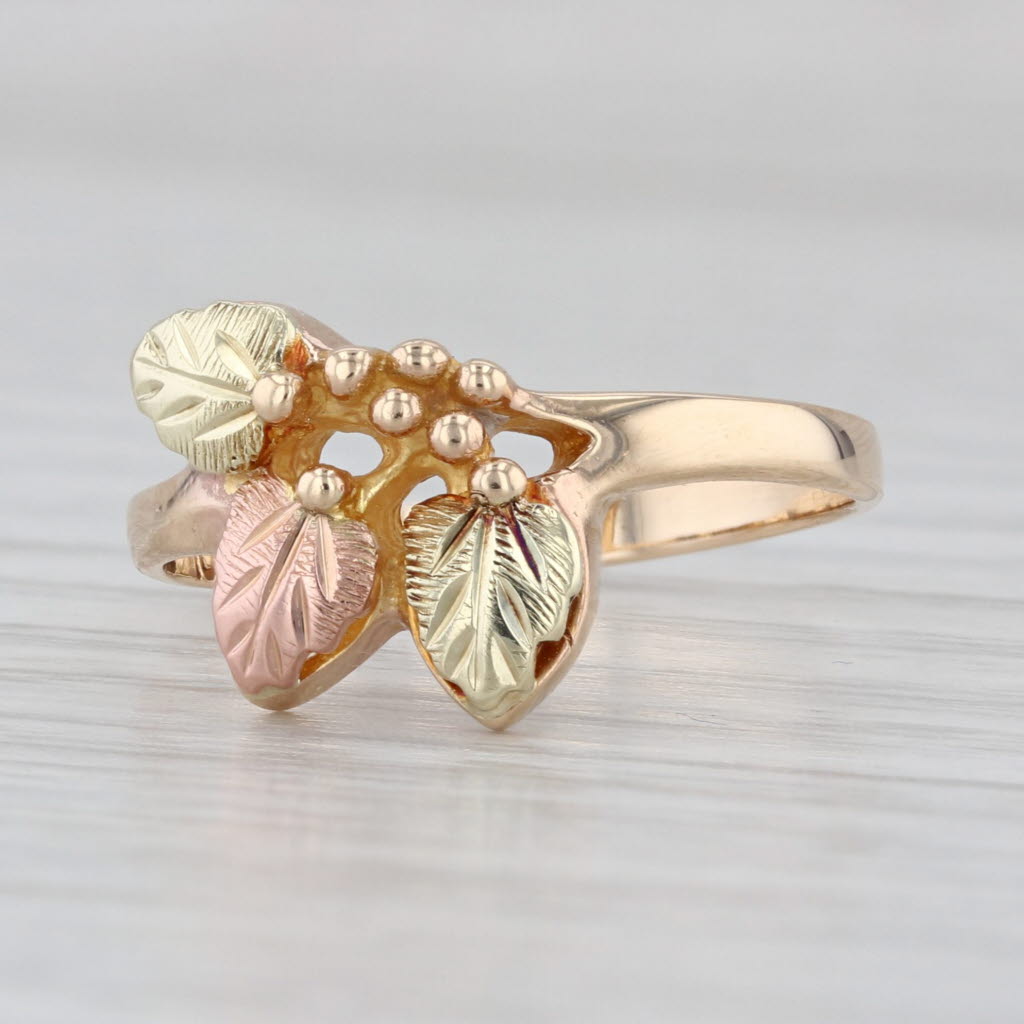 Landstorms Black Hills Gold Leaves Ring 10k Yellow Rose Green Gold Siz
