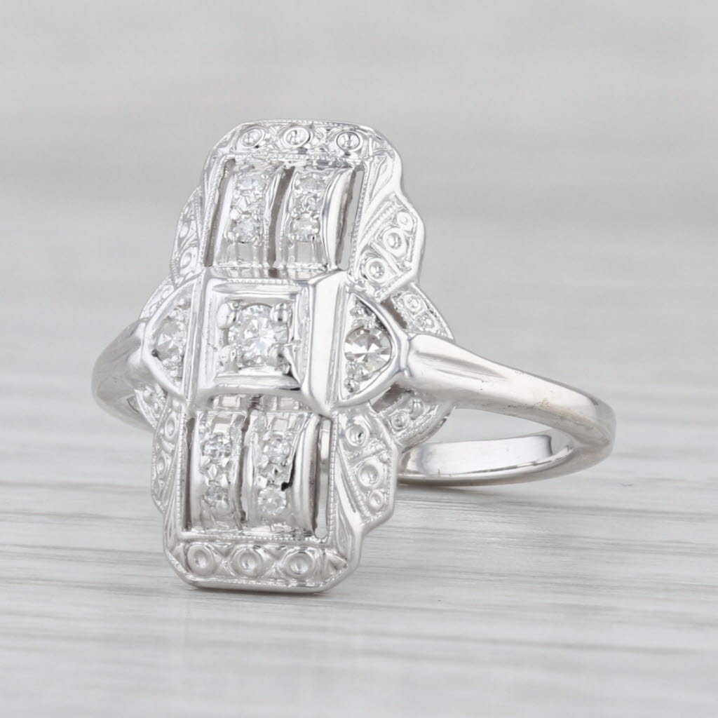 Vintage 0.15ctw Diamond Ring 18k White Gold Size 7