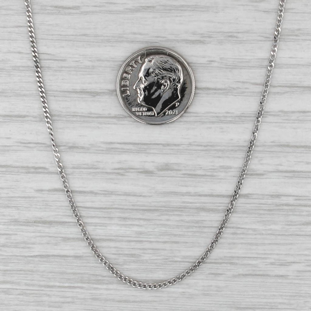 14.5" Curb Chain Necklace 18k White Gold 1.4mm