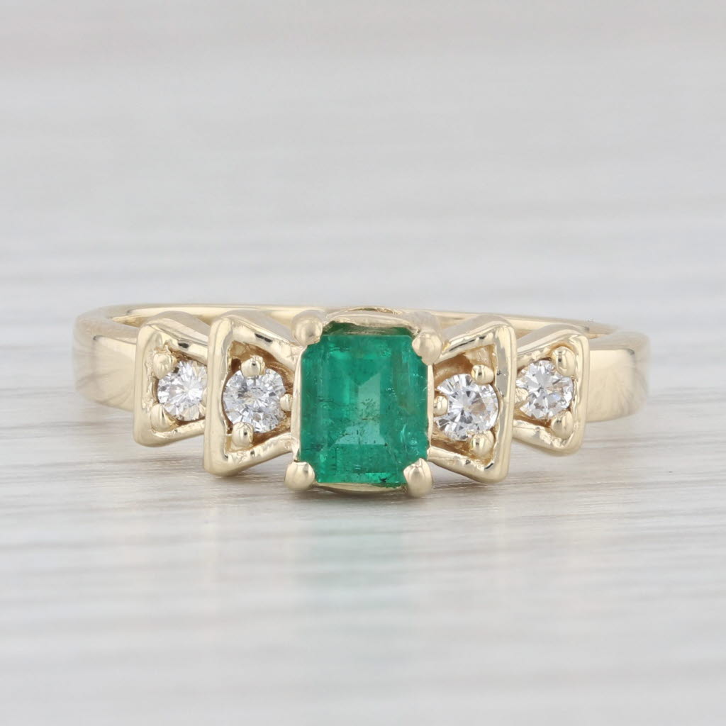 Light Gray 0.60ctw Emerald Diamond Ring 14k Yellow Gold Size 7.5 Engagement
