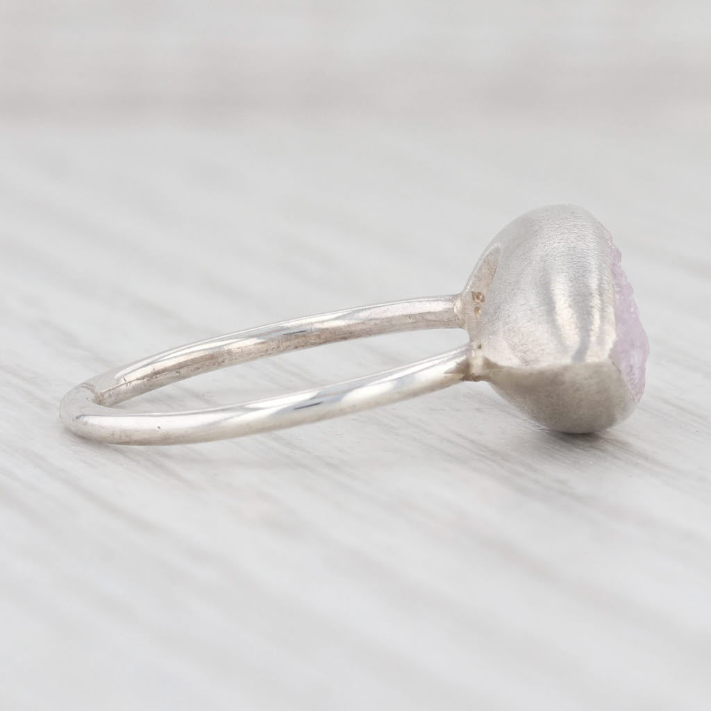 New Nina Wynn White Druzy Quartz Sterling Silver Statement Ring Size 7.25