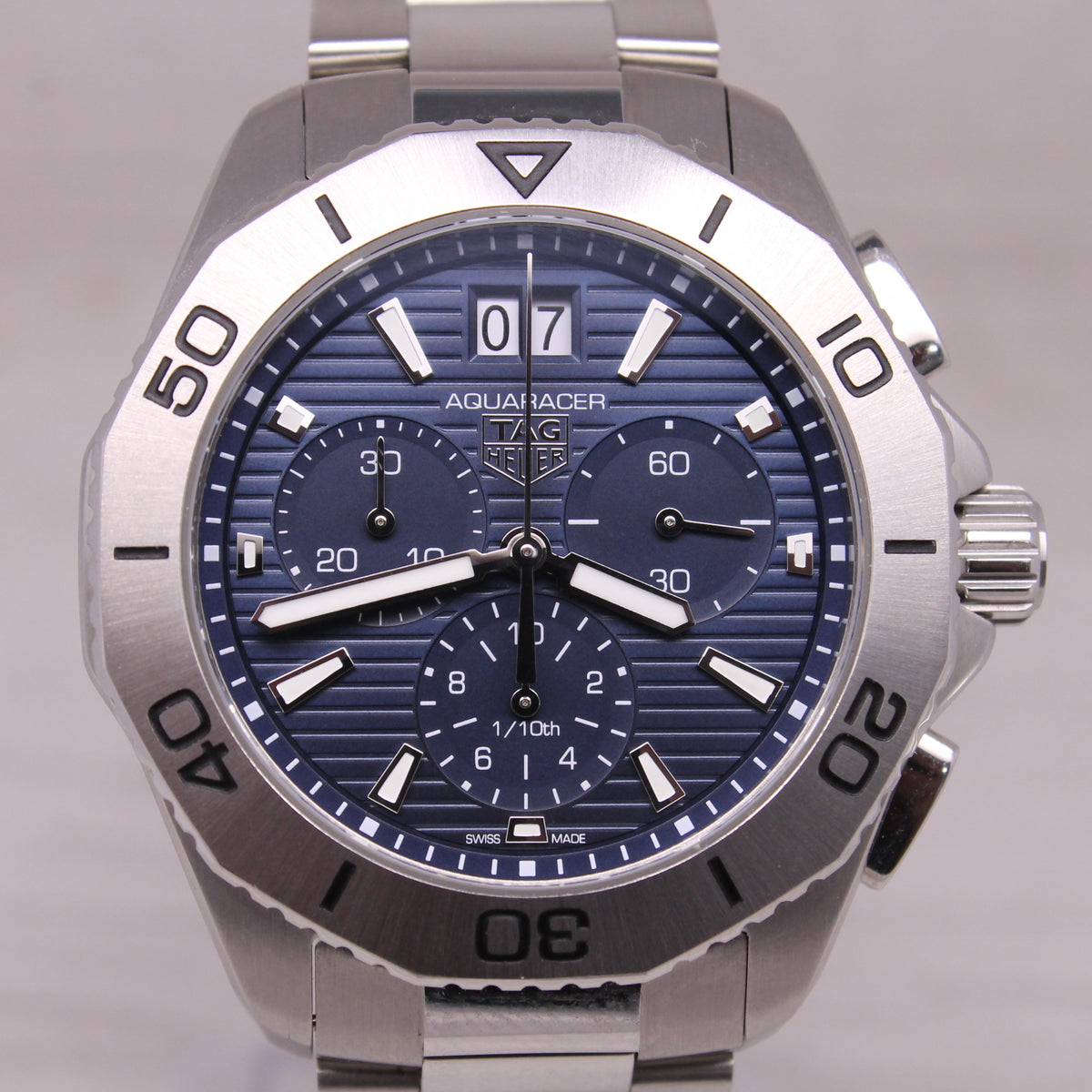 Tag Heuer Aquaracer Blue 41mm Quartz Chronograph Watch Box & Card CBP1113