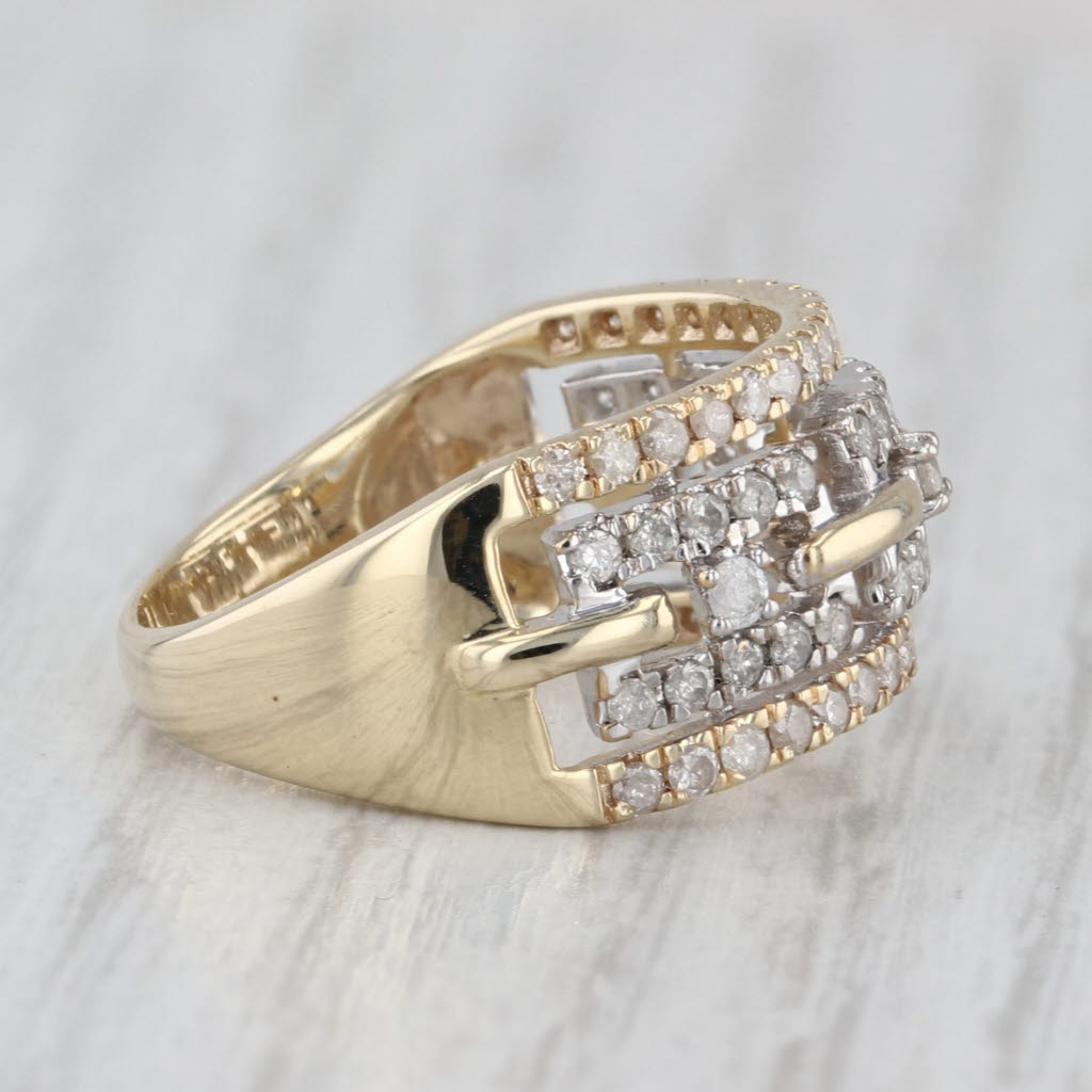 0.75ctw Diamond Chain Pattern Ring 10k Yellow Gold Size 7.75