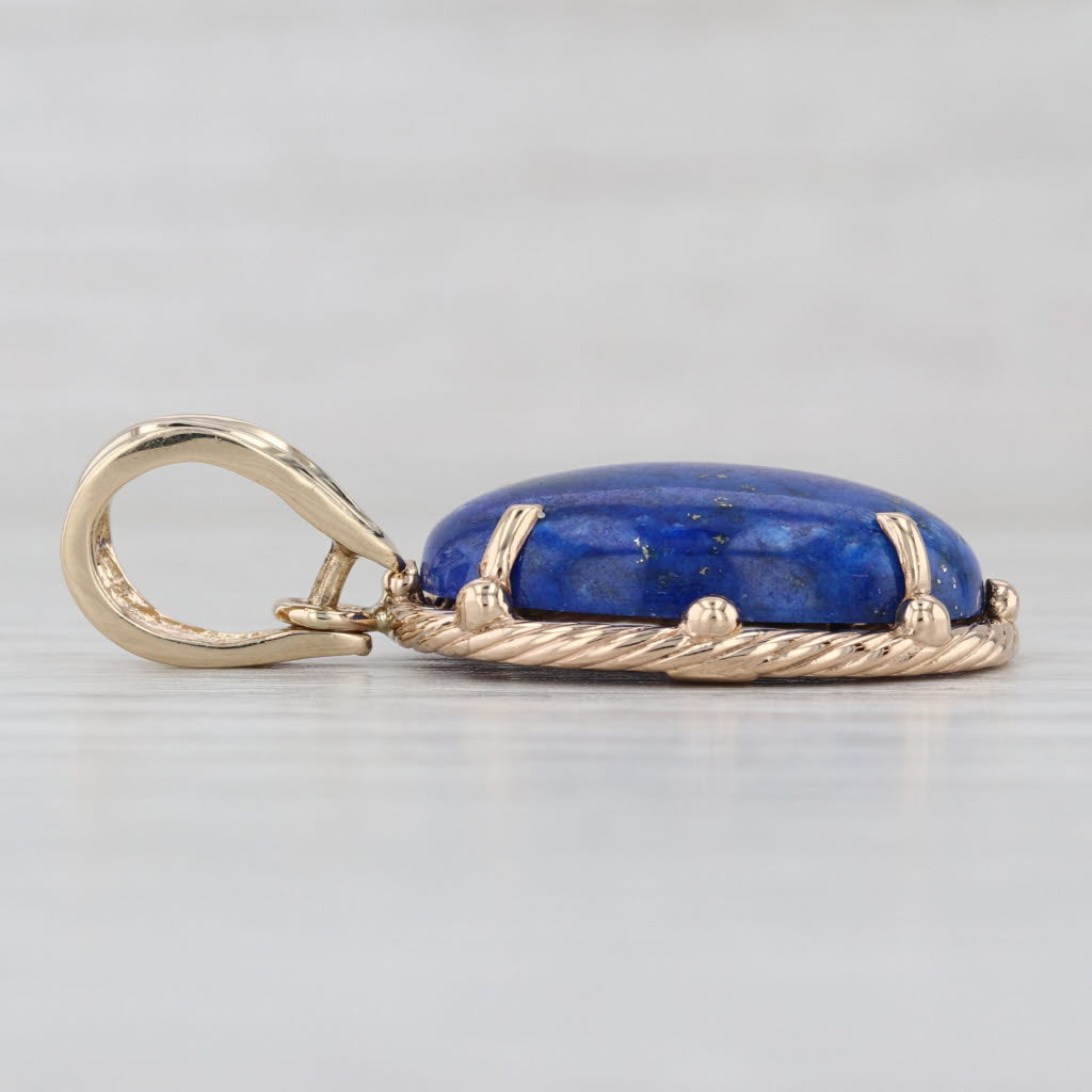 Blue Lapis Lazuli Oval Cabochon Pendant 14k Yellow Gold