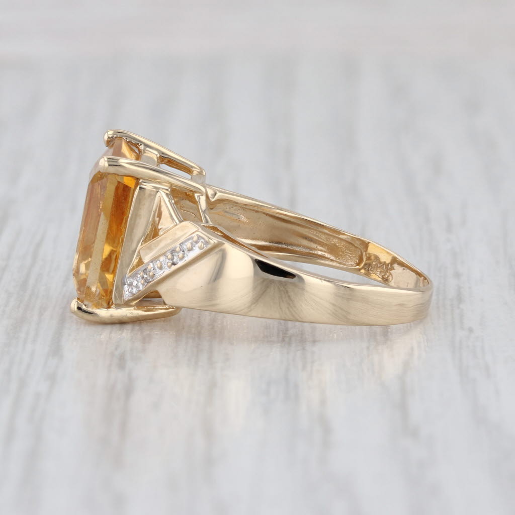 6.50ctw Citrine Diamond Ring 14k Yellow Gold Size 8 Cocktail