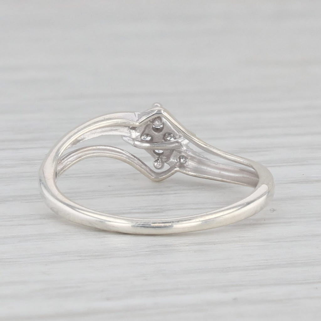 Light Gray Diamond Cluster Bypass Ring Sterling Silver Size 6