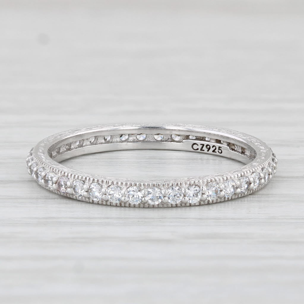 Light Gray Tacori 0.56ctw Cubic Zirconia Eternity Band Sterling Silver Wedding Ring